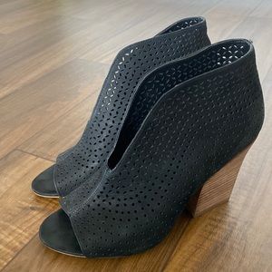 Vince Camuto black open toe booties